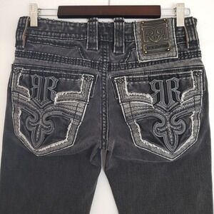 Rock‎ Revival Richie Slim Boot Jeans Mens 30x27 Black Grunge Punk Street